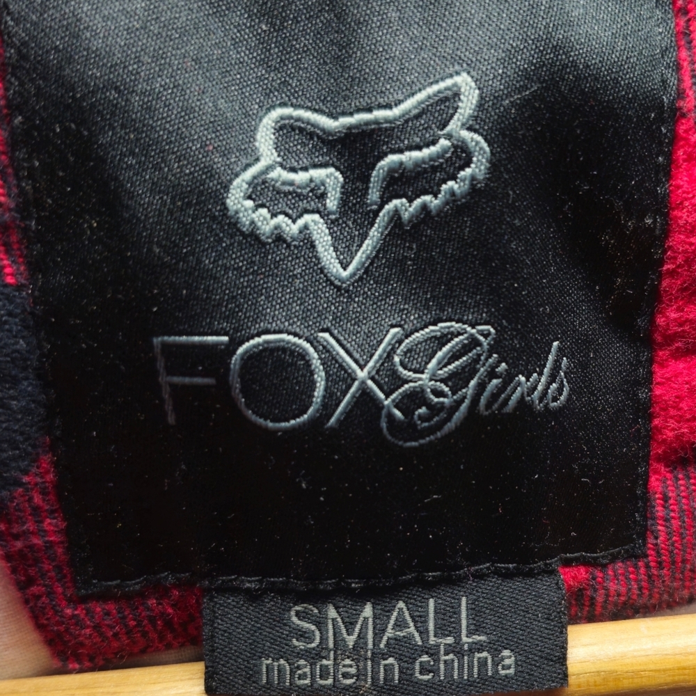 FOX Racing Girls Size Small Red and Black Plaid Faux Sheerling Jacket. - Picture 7 of 10